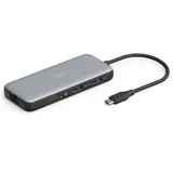 Digitus USB-C Docking Station - 8-Ports - 2X HDMI UltraHD 4k/60Hz - 2X USB-A 3.2 Gen2-1x USB-C 100W PD 3.0-1x RJ45 - Dual Kartenleser - Grau