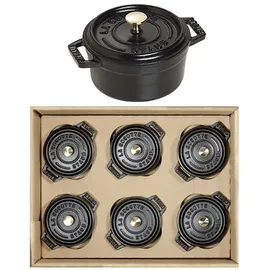 Staub Mini Schmortopf Kochtopf Gusseisen schwarz emailliert Gastro 6 er Set,