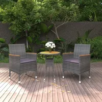 VidaXL 3-tlg. Garten-Essgruppe Poly Rattan Grau