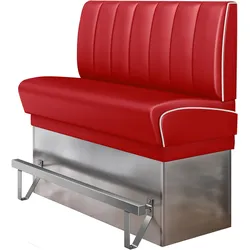 Diner Hochbank | Rot | B:H 200 x 133 cm | Gestreift | Leder | American Diner Möbel, Bistro Hochbank, Thekenbank