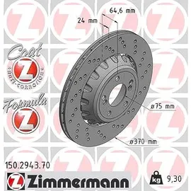 ZIMMERMANN Bremsscheibe Hinterachse rechts 150.2943.70