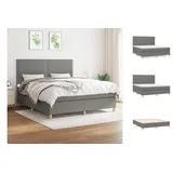 vidaXL Boxspringbett mit Matratze Dunkelgrau 180x200 cm Stoff