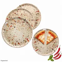 MamboCat Pizzateller 4x Pizzateller Granito Ø31,5cm XL-Teller 4 Personen 3D Steinoptik
