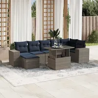 vidaXL Gartensofa-Set 8-tlg. grau Polyrattan