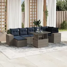 vidaXL Gartensofa-Set 8-tlg. grau Polyrattan