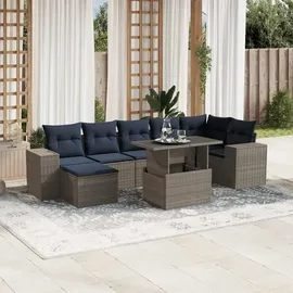 vidaXL Gartensofa-Set 8-tlg. grau Polyrattan