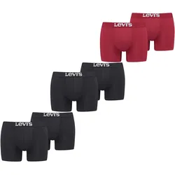 Levis Herren Boxershort Men Solid Basic Boxer Rot Weiss Blau Grau Schwarz - 4er 6er 8er Multipack in S 4X Schwarz 6er Pack