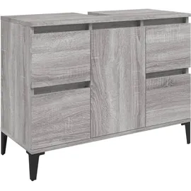 vidaXL Waschbeckenunterschrank Grau Sonoma 80x33x60 cm Holzwerkstoff