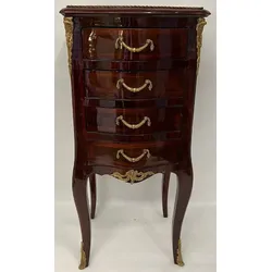 Casa Padrino Barock Kommode mit 4 Schubladen Dunkelbraun / Messing - Handgefertigte Massivholz Kommode im Barockstil - Handgefertigte Barock Möbel - Edel & Prunkvoll