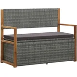 vidaXL Bank mit Stauraum 115 cm Poly Rattan Massivholz Akazie Grau