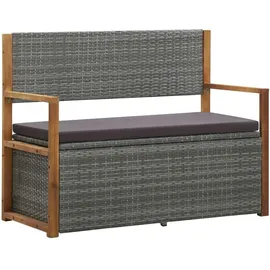 vidaXL Bank mit Stauraum 115 cm Poly Rattan Massivholz Akazie Grau