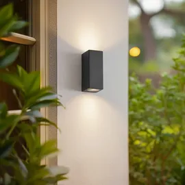 LUCANDE Außenwandleuchte Aluminium 16,5 cm 2-flammig GU10 schwarz