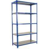 Simonrack Schwerlastregal, Lagerregal, 180x80x40 cm, Metallregal, Kellerregal, Biegestelle 180 kg, 5 Fachböden, Blau/Verzinkt - Simonclick