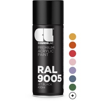 COSMOS LAC Sprühlack schwarz, seidenmatt/Satin - Spraydose 400ml - Sprühfarbe Lack Spray Farbspray Lackspray Sprühdose UVM. (RAL 9005 - schwarz seidenmatt)