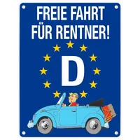 Speecheese Freie Fahrt für Rentner Metallschild in 15x20 cm