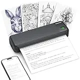 CyberPixel Thermodrucker A4, Bluetooth Wireless Drucker Kompatibel mit IOS, Android, Laptop, Computer, Tintenloser Mobiler Drucker für Büro, Zuhause und Unterwegs, Nur Thermopapie