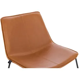 Svita Loungesessel Cocktailsessel Clubsessel ohne Armlehnen Metall-Gestell Leder-Optik Cognac
