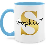 Tasse Tassen 325ml - Namens Geschenk I Anfangsbuchstabe personalisiert I Initialen mit Name - 325 ml - Hellblau - initial coffee mug dem buchstaben personalisiertes geschenke grosse tasse+mit+namen