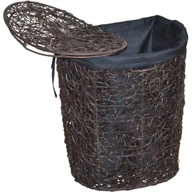 MY HOME Wäschekorb, Rattan-Geflecht, mit Stoffeinsatz und Deckel, Höhe 62 cm braun