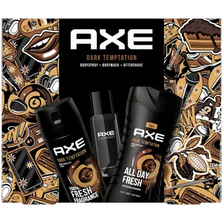 Axe Geschenkset Dark Temptation Pflegeset mit Deodorant, Duschgel und Aftershave (150 ml + 250 ml + 100 ml)