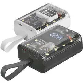 Mars Gaming MPK-10K, Kompakte Powerbank, mit mehreren Ladebildschirmen, 10000 mAh, 22,5 W, Schwarz