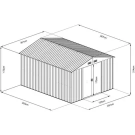 ALEOS. Gartenhaus 3,6 x 3 m Grau