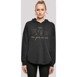 Kapuzenpullover F4NT4STIC "Silvester Party new year new me", Damen, Gr. L, schwarz, Obermaterial: 100% Baumwolle, casual, oversize, Langarm, Pullover, Print