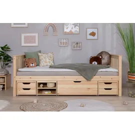 Livetastic Etagenbett Sammy 90 x 200 cm  inkl. Funktionsschubkasten Kiefer massiv natur