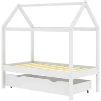 vidaXL Kinderbett mit Schublade 70 x 140 cm Kiefer massiv weiß