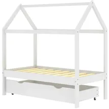 vidaXL Kinderbett mit Schublade 70 x 140 cm Kiefer massiv weiß