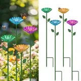 4 Stück Bienentränke Blume für den Garten, Insektentränke Gartendekoration, Metall Blume Wasserschale, Vogeltränke Metall Gartenstecker,Bienentränke Gartens Für Bienens, Futterschale, Rasen