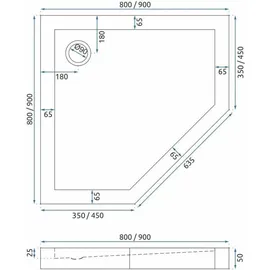 REA Duschkabine Diamond 80 x 80 cm rechts 195 cm schwarz transparent