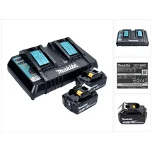 Makita Power Source Kit, 2x Akku 18 V / 6,0 Ah Li, 1x Doppelladegerät DC18RD
