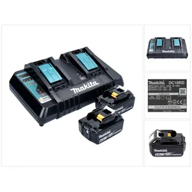 Makita Power Source Kit, 2x Akku 18 V / 6,0 Ah Li, 1x Doppelladegerät DC18RD