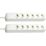Brennenstuhl Eco-Line 6-Fach Steckdosenleiste (Steckerleiste mit Kindersicherung und 1,5 m Kabel) (1,5m | 2 Stück, weiß)