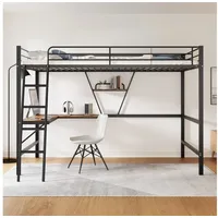 STILVORA Hochbett erwachsene 90x200 mit Schreibtisch,Eisenbett Jugendbett mit Lattenrost (mit L-förmigem Schreibtisch und einem Regal, für Kinder, Jugendliche und Erwachsene 90x200cm) ohne Matratze