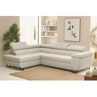 Fun Möbel Ecksofa Sofa mit Schlaffunktion METZ Stoff Poso Beige Ottomane Links