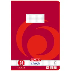 Herlitz 340281, Rot, Weiß, 32 Blätter, Kariertes Papier, A4, 80 g/m2, Papier
