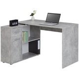 IDIMEX Eckschreibtisch ISOTTA modernes Design, Schreibtisch Computertisch Bürotisch Winkelschreibtisch mit großzügigem Stauraum in Betonoptik foliert