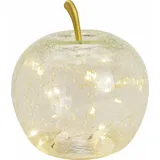Spetebo LED Glas Apfel 16 cm - transparent - Deko Frucht in Bruchglas Optik Batterie betrieben mit Timer