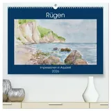 Calvendo Rügen Impressionen in Aquarell (hochwertiger Premium Wandkalender 2026 DIN A2 quer), Kunstdruck in Hochglanz: