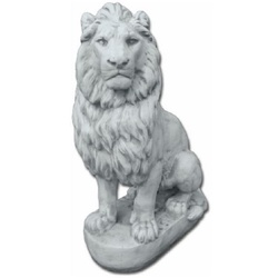 Casa Padrino Luxus Fiberglas Dekofigur Löwe schaut nach links Grau 100 x 50 x H. 140 cm - Riesige Wetterbeständige Deko Skulptur - Wohnzimmer Deko - Gartendeko Tierfigur