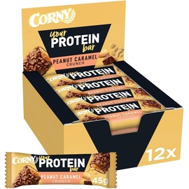Corny Protein Peanut Caramel Crunch, 30% Protein, ohne Zuckerzusatz, Großpackung, 12x45g