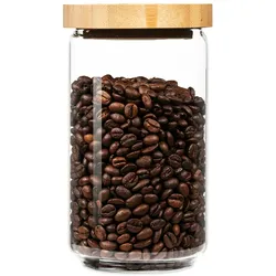 Klarstein Stapelglas mit Bambusdeckel 750 ml stapelbar luftdicht Bambus