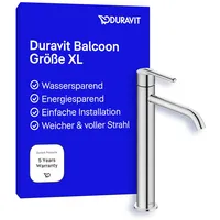Duravit Balcoon Waschtischarmatur, BA1043002010 XL FreshStart und MinusFlow, Ausladung