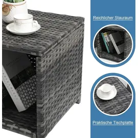 Goplus Rattan Balkonmöbel-Set mit Gartensessel, Hocker & Beistelltisch