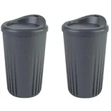 APS 67553 Mehrwegbecher Set To Go, 2 Becher + 2 Deckel, 400 ml, Polypropylen, anthrazit