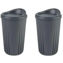APS 67553 Mehrwegbecher Set To Go, 2 Becher + 2 Deckel, 400 ml, Polypropylen, anthrazit