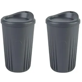 APS 67553 Mehrwegbecher Set To Go, 2 Becher + 2 Deckel, 400 ml, Polypropylen, anthrazit