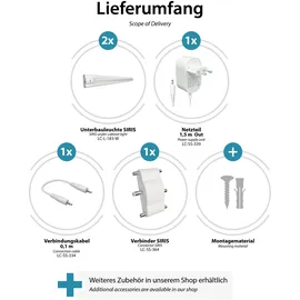 ledscom.de LED Unterbau-Leuchte SIRIS weiß matt, flach, je 50cm, je 655lm, weiß, 2er Set